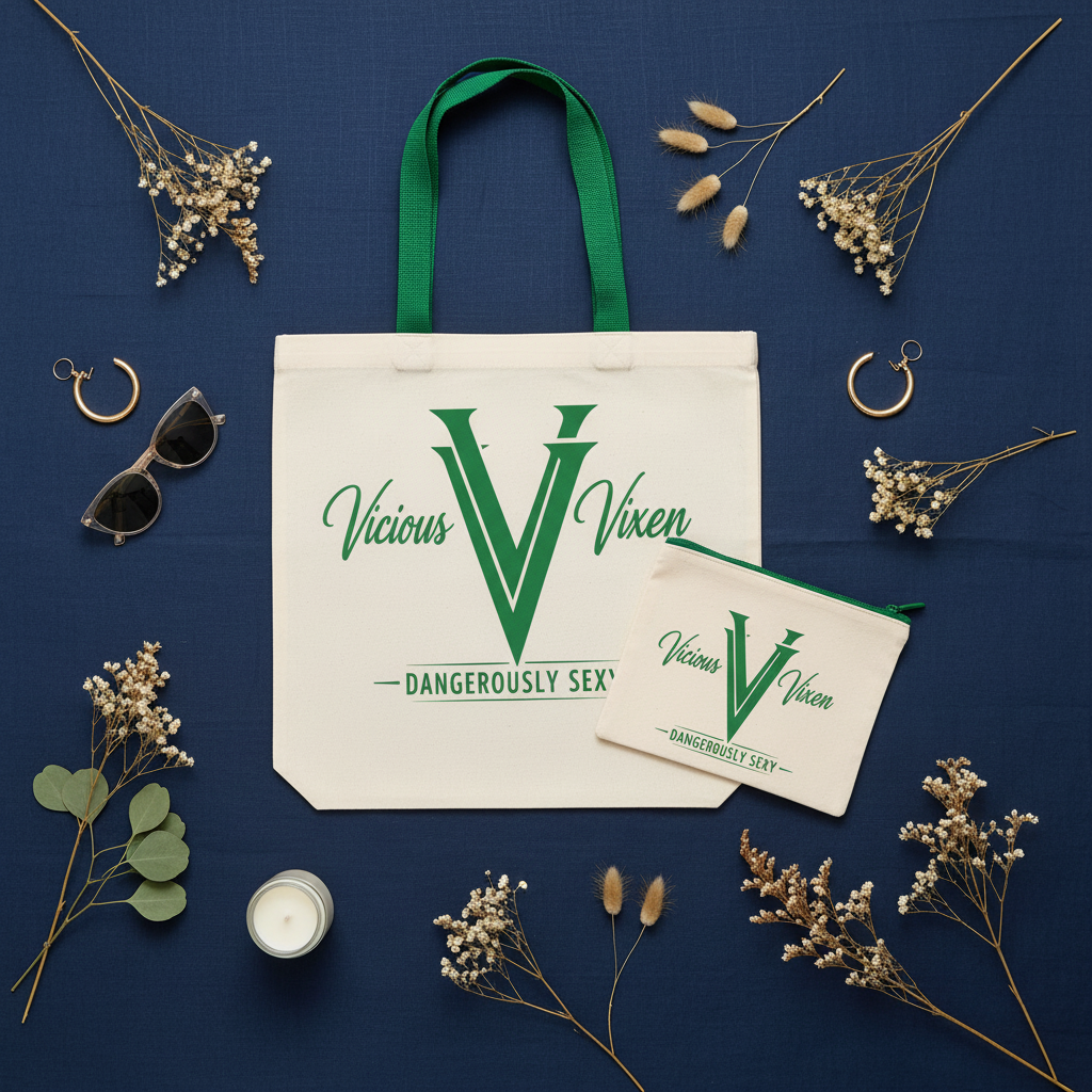 Vicious Vixen™ White & Green Tote Flat Lay